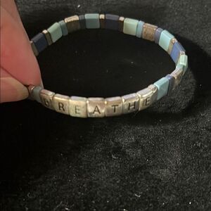 Silver and Blue Stone Bangle Bracelet